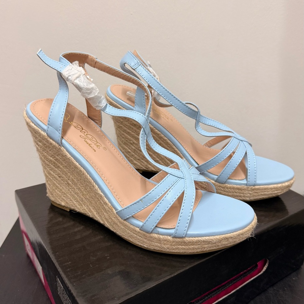 NWT Blue Wedge Sandals